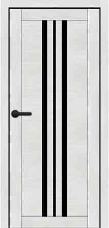 Дверь межкомнатная Порталино PL-07 санома белая черное стекло Киев