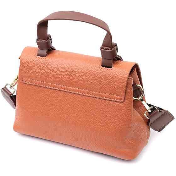 Элегантная сумка для женщин с короткой ручкой из натуральной кожи Vintage 22669 Рыжая Киев