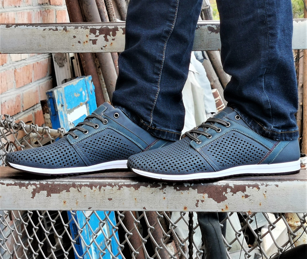 Мужские Мокасины Летние Синие Кроссовки Сеточка Серые (размеры: 40,41) Видео Обзор - 01-3 Днепр - изображение 6