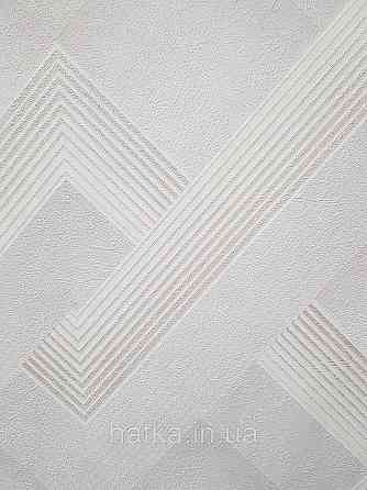 Шпалери вінілові на флізеліні Sintra Simmetria метрові геометрія фігури смуги білі сірі срібло 524527 Київ