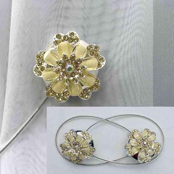 Магніти для штор та гардин "Flowers" набір 2 шт Золотистий (81-185) Київ