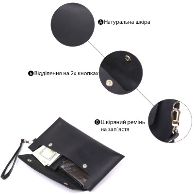 Косметичка Shvigel Кожаная матовая тревел Черная (16426) Винница - изображение 6