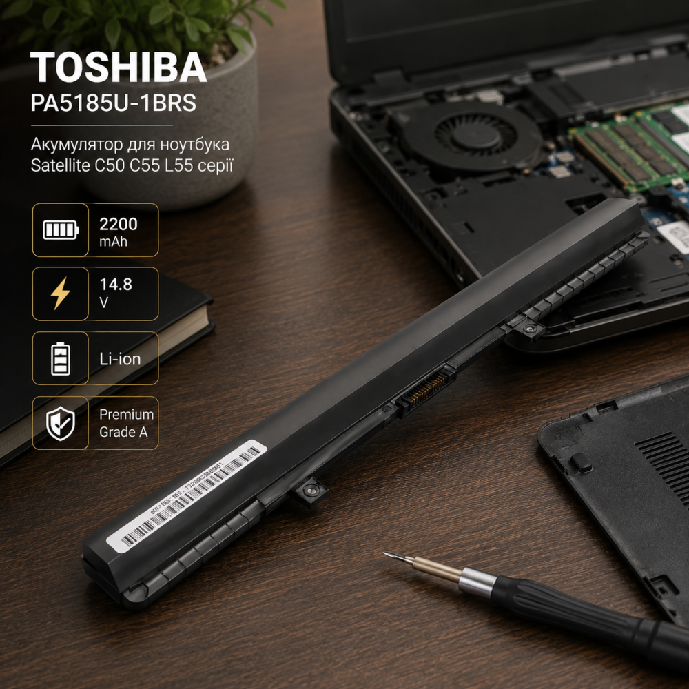 Аккумулятор для ноутбука Toshiba Satellite C50 C55 L55 серии (PA5185U-1BRS) 2200mAh 14.8V Li-ion Premium Grade A Киев - изображение 9