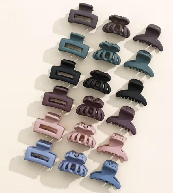 Набір міні крабиків для волосся 9 шт, заколки крабики маленькі, матові кліпси для волосся різнокольорові Київ - фото 1
