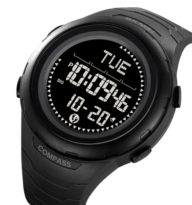 Годинник чоловічий наручний спортивний Skmei 2166 Compass з компасом і крокоміром (Чорний) Київ - фото 2