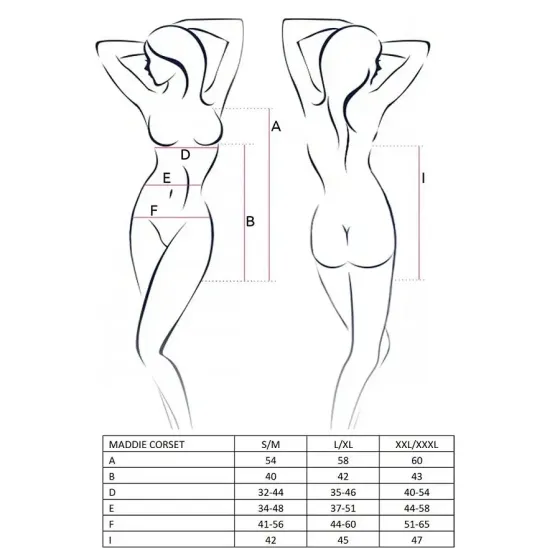 Корсет-сорочка з пажами Passion MADDIE CORSET XXL/XXXL, black, трусики Львів