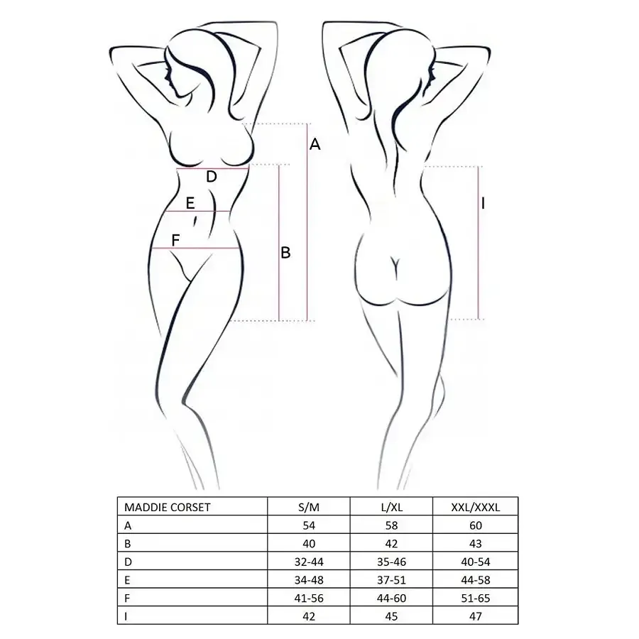 Корсет-сорочка з пажами Passion MADDIE CORSET XXL/XXXL, black, трусики Львів - фото 3