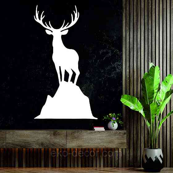 Декоративное настенное Панно «Олень», Декор на стену 70*38 см, Белый Киев