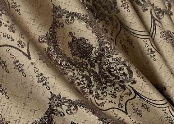 Шторная ткань парча цвет бежевый с венге 1775ш Киев