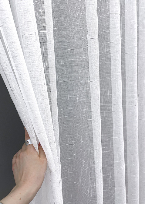 Тюль VR-Textil 1208т Івонна Льон Білий з срібним вкрапленням 500х230 см (43-346) Київ - фото 5