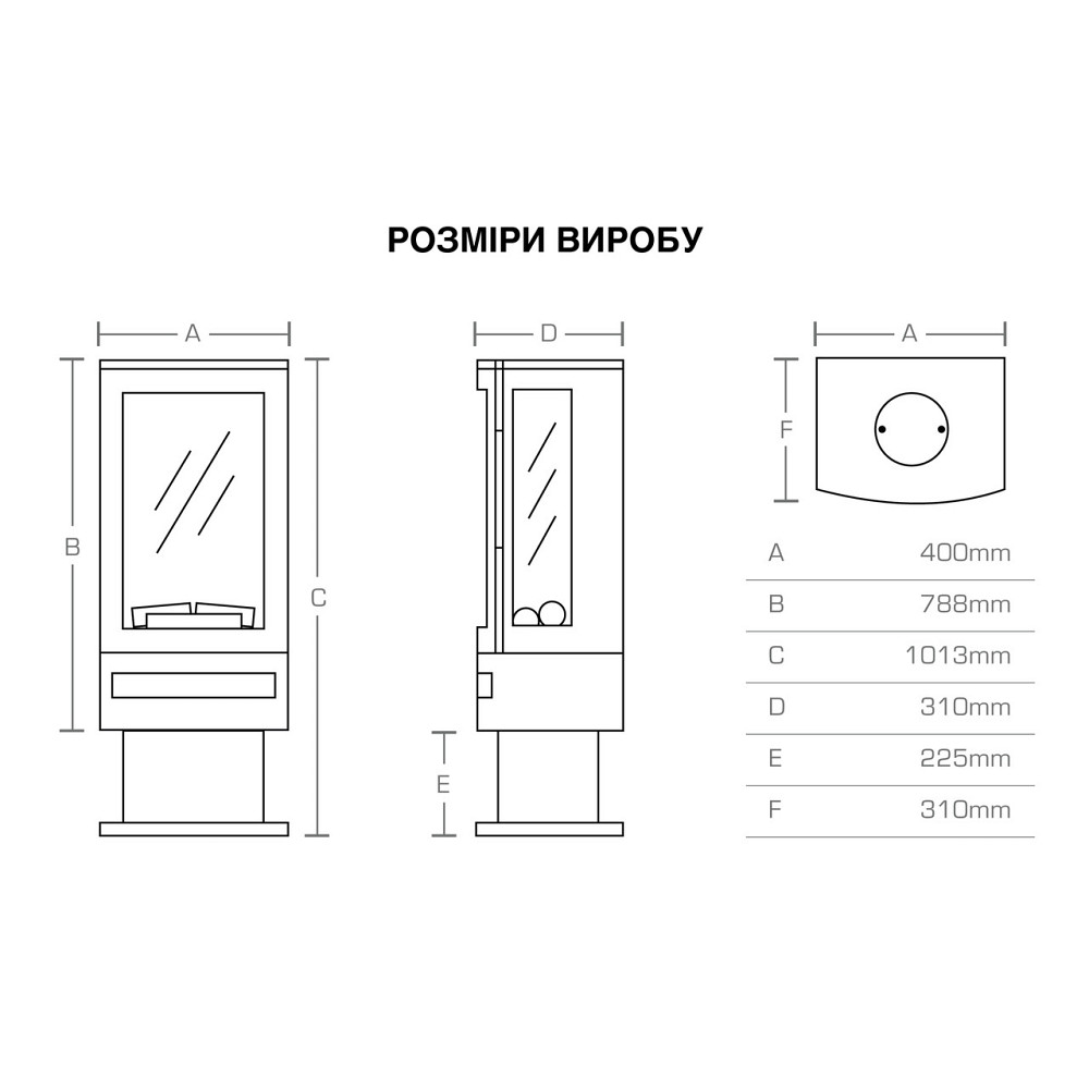 Электрокамин-печь British Fires BRAMSHAW с обогревом, керамическими дровами и полкой. Киев - изображение 11