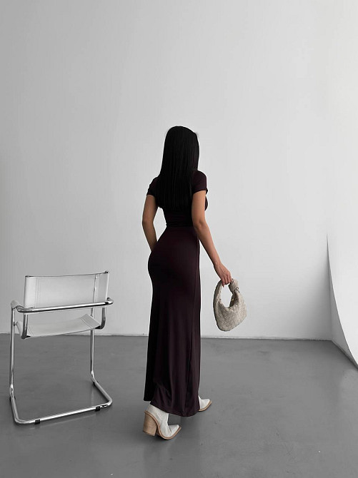 Женское стильное элегантное длинное платье из качественной вискозы Шоколад, 42/44 Одесса - изображение 3