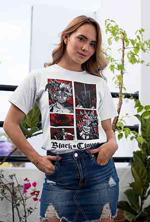 Футболка для хлопчика з аніме принтом Чорна конюшина оверсайз (зріст від 165 до 180) Чорний AnimeJ0162m Дніпро