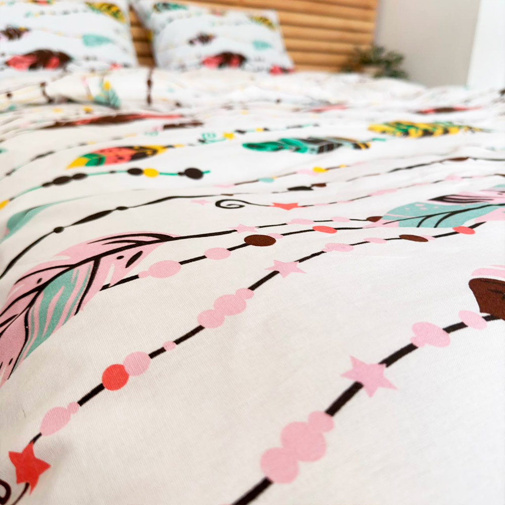 Полуторный комплект постельного белья Перья 100% хлопок YouStar (Белый) Сумы - изображение 4