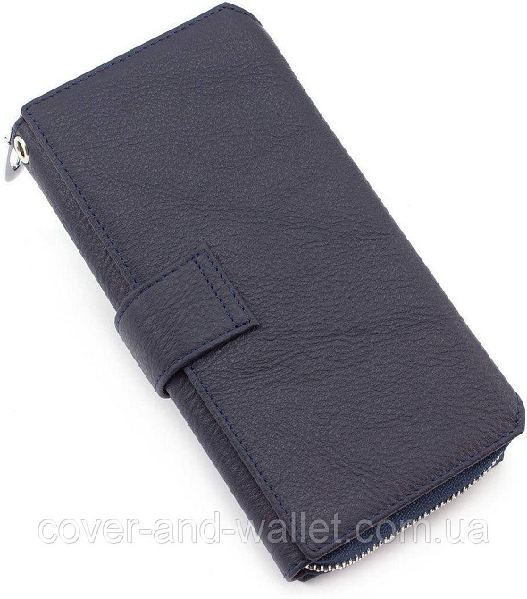 Темно-синій шкіряний гаманець клатч ST 228 Київ - фото 2