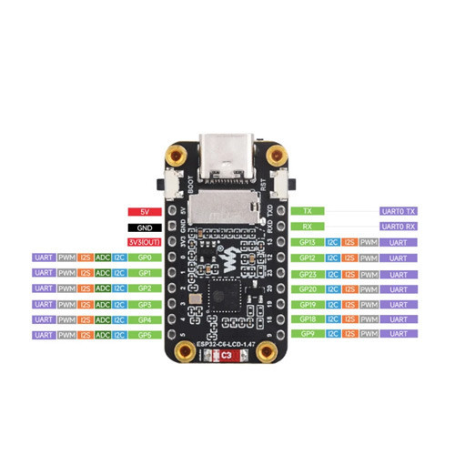 ESP32-C6 1.47" Wi-Fi Bluetooth Type-C, плата розробника з дисплеєм для IoT і проєктів Arduino Київ - фото 1