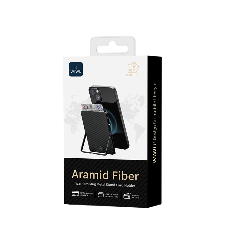 Картхолдер WIWU Warriors Carbon Magsafe Metal Stand Card Holder MW-007 Black Одеса - фото 2
