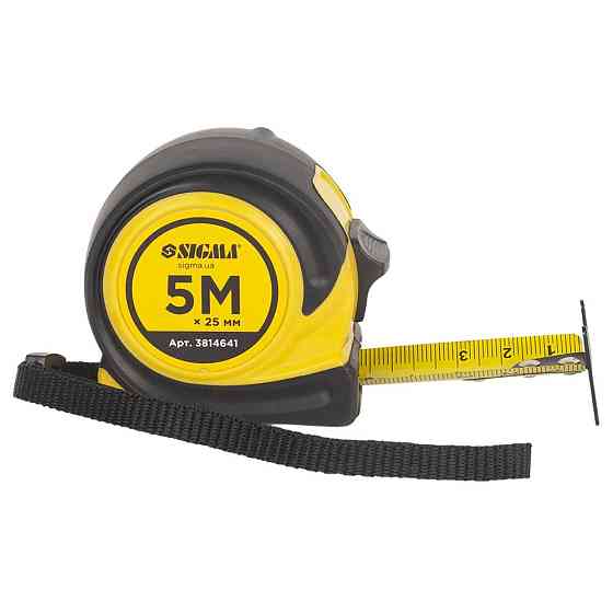 Рулетка гумова Compact двостороннє полотно/зачіп 5 м × 25 мм SIGMA (3814641) Київ