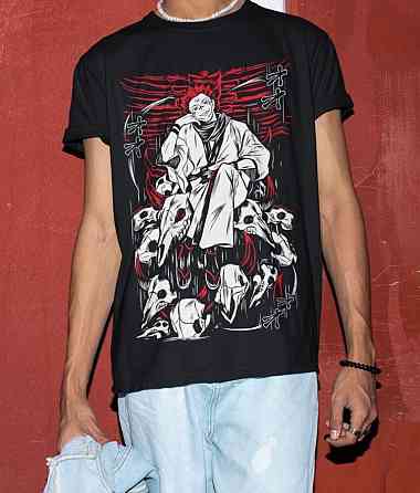 Футболка з аніме принтом Магічна битва оверсайз (S/M/L) Чорний AnimeJ0839 Дніпро