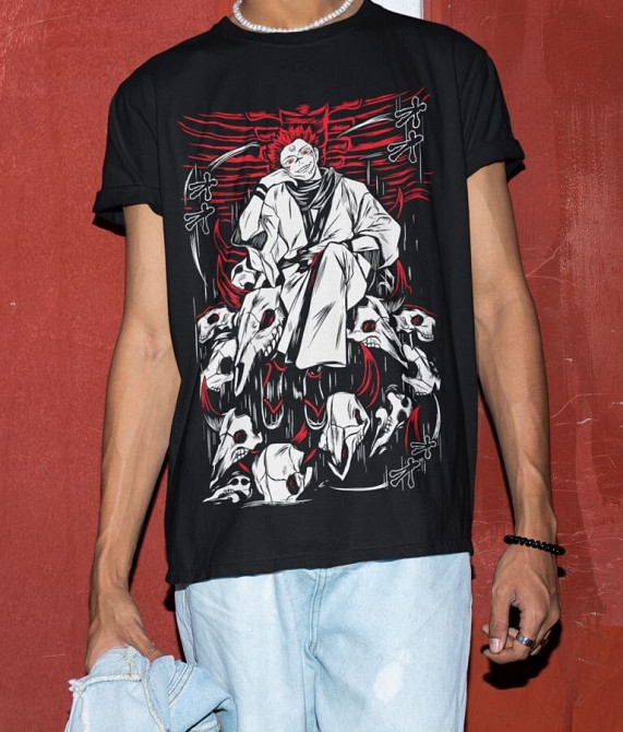 Футболка з аніме принтом Магічна битва оверсайз (S/M/L) Чорний AnimeJ0839 Дніпро - фото 2