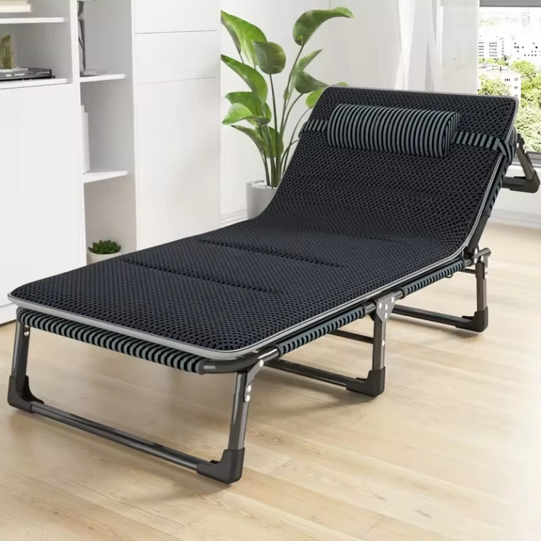 Раскладная кровать‑раскладушка с металлическим каркасом и матрасом LEOBRO FB-S02-PM в тёмную полоску Киев - изображение 1