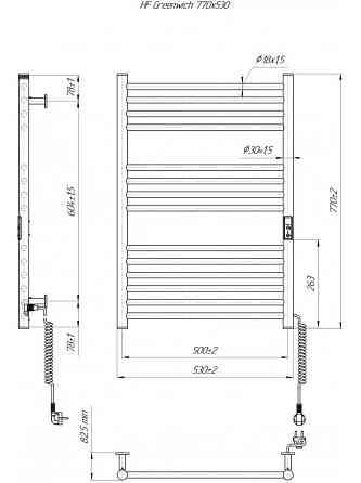 Електрична рушникосушка HF Greenwich 770х530 TR K чорна матова Київ