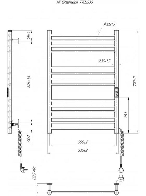 Електрична рушникосушка HF Greenwich 770х530 TR K чорна матова Київ - фото 6