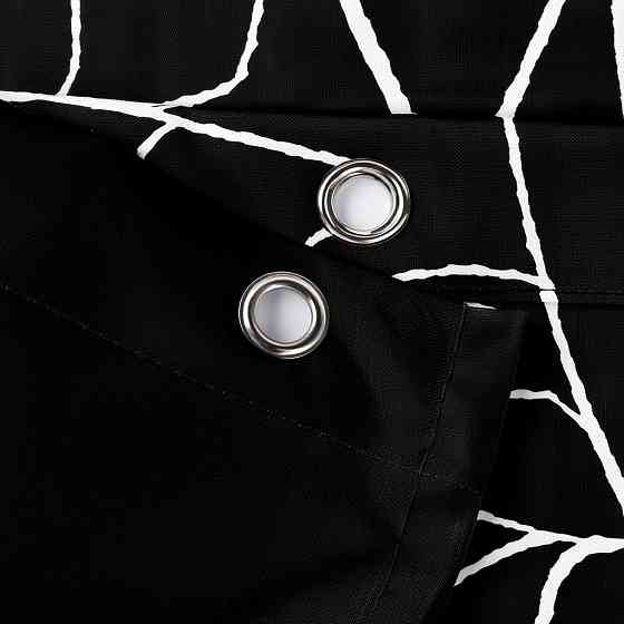 Шторка для ванної та душу з кільцями 180x180 см водостійка, шторка для ванної кімнати з гачками,чорна з принтом павутини Кам'янець-Подільський