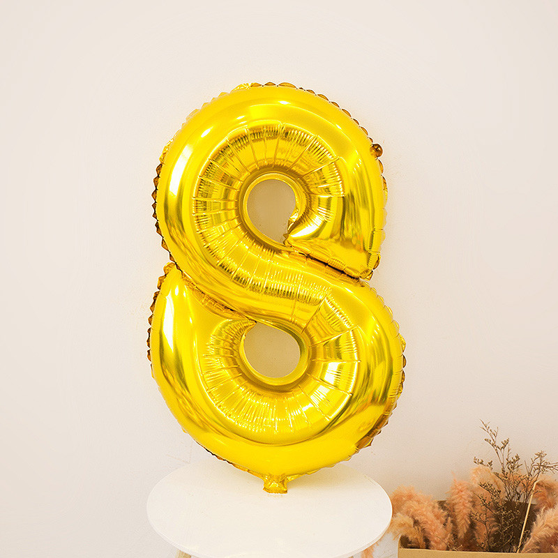 Шарик цифра 8 фольгированная 32 дюйма золотистый Киев - изображение 3
