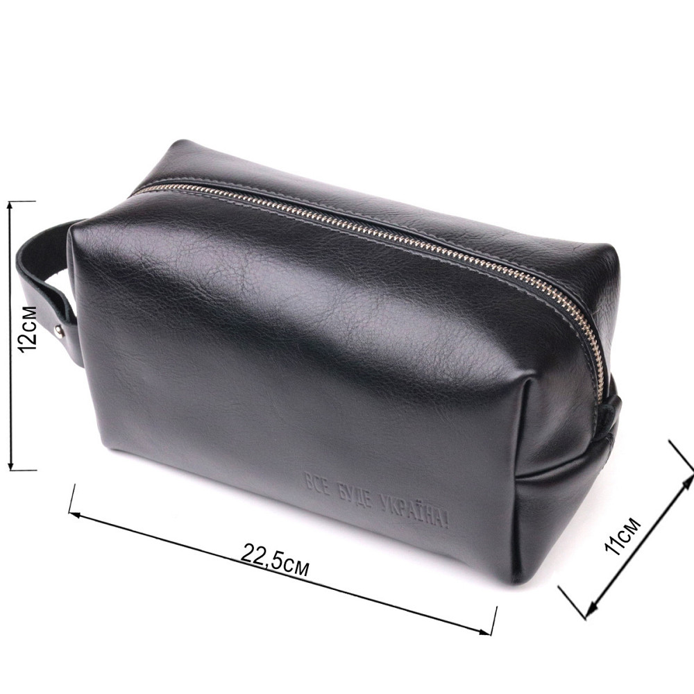 Несесер чоловічий великого розміру з гладкої шкіри на блискавці Україна GRANDE PELLE 16767 Чорний Київ - фото 3