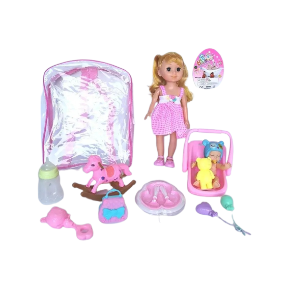 Лялька арт. LD5402-19C (48шт/2)пупсик, переноска, лошадка, погремушка и бутилочка, рюкзак, шт Київ - фото 1