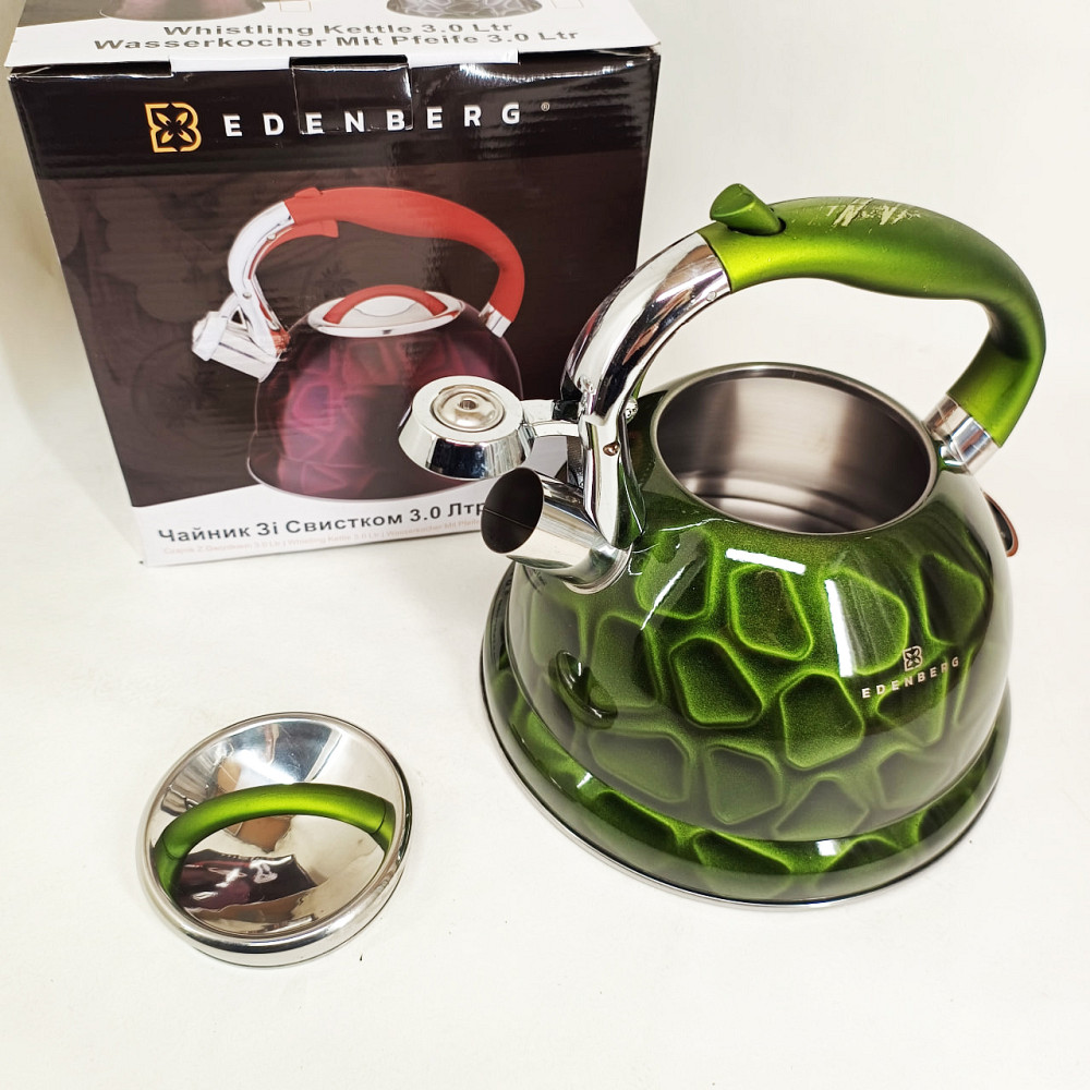 Міцний чайник зі свистком для кухні Edenberg, Практичний чайник для газової плити DY-84 Івано-Франківськ - фото 5