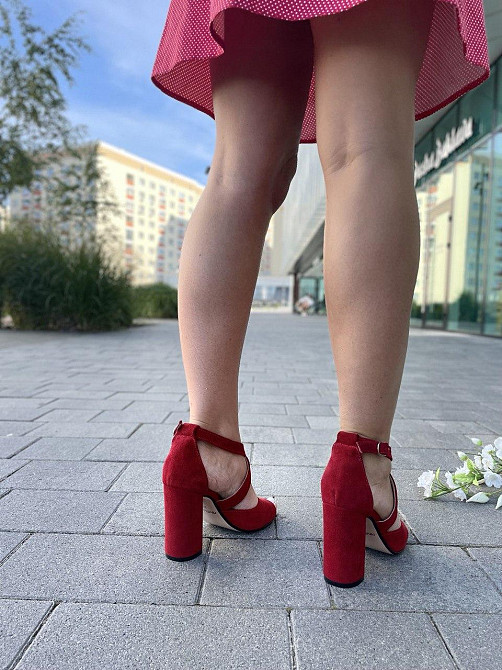 Nivelle Красиві жіночі босоніжки замшеві червоні на високому стійкому каблуці NIVELLE 1815/9510 Коломия - фото 3