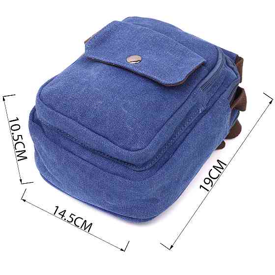 Удобная небольшая мужская сумка из плотного текстиля Vintage 22221 Синий Киев