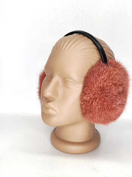 Наушники меховые детские из кролика Темный Персиковый Харьков - изображение 1