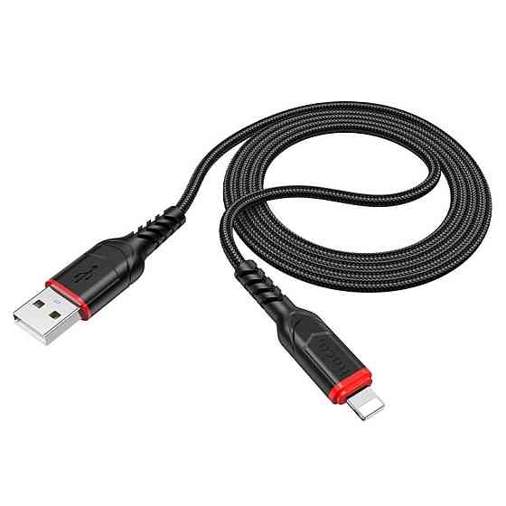 Кабель HOCO X59 USB - Lightning 2.4A, 1m, нейлон, TPE конектори, колір чорний 6931474744869 Одеса