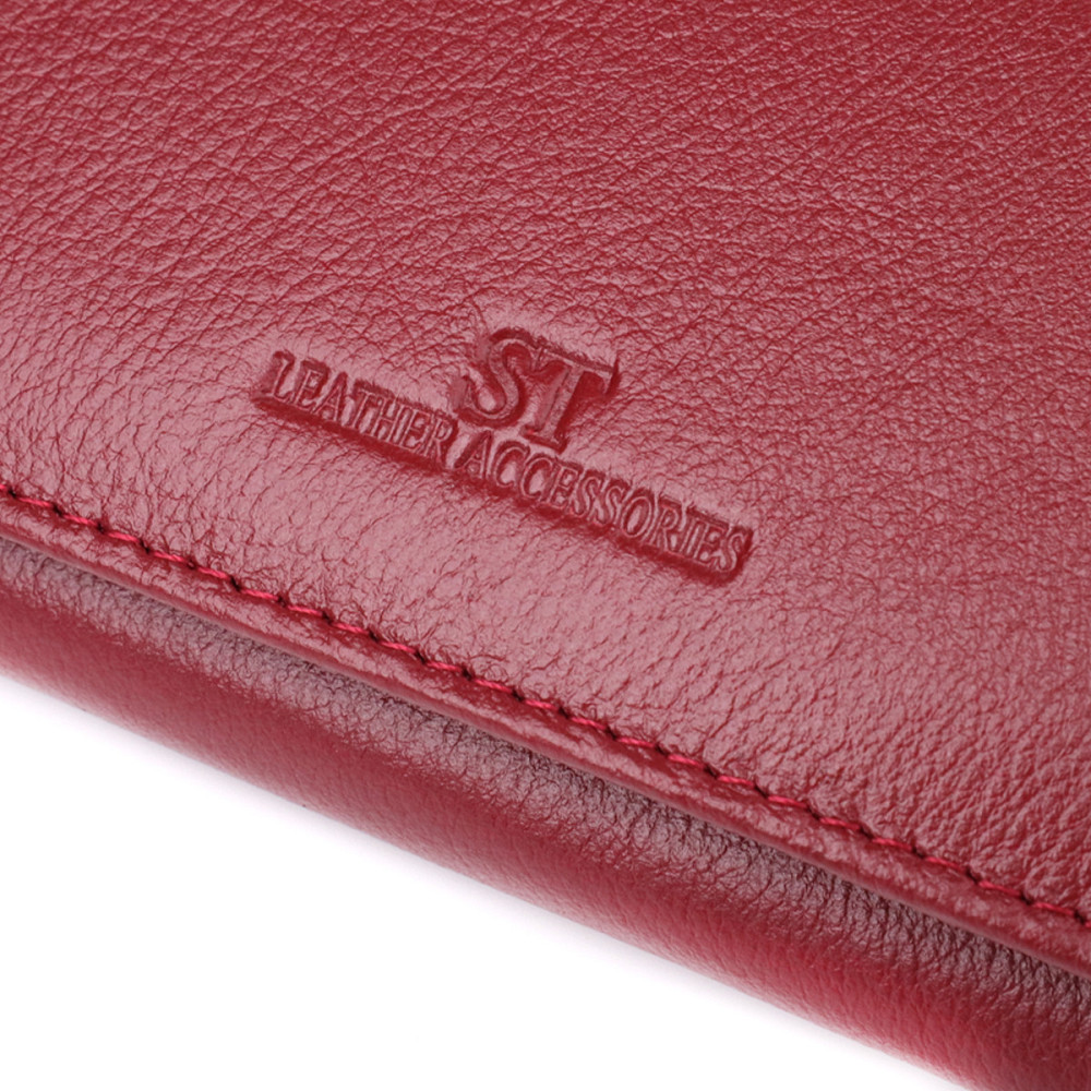 Элегантный кошелек у два сложения из натуральной кожи ST Leather 23065 Бордовый Киев - изображение 8