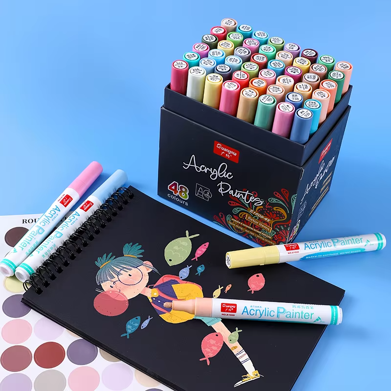 Набір акрилових маркерів GuangNa, 48 кольорів, художні маркери для творчості, скла, тканини, паперу Кам'янець-Подільський - фото 2