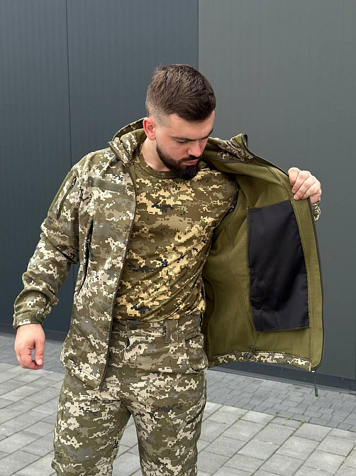 Тактичний костюм софт шел піксель, демісезонна військова форма для військових, армійський штурмовий комплект Львів - фото 2