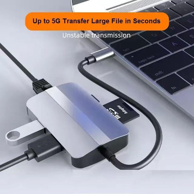 USB 3.0 Type-C адаптер RJ45 Ethernet LAN + хаб 2x USB 2.0/3.0, кардридер SD/TF универсальный Киев - изображение 4