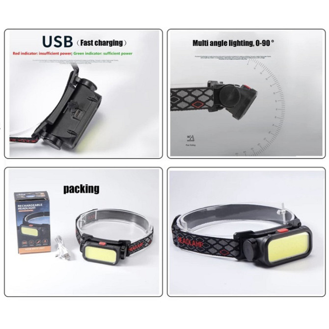 риболовлі та полювання BL-008+COB (white+red), Ліхтар на лоб із датчиком руху, Водонепроникний ліхтарик QJ-56 Львів - фото 8