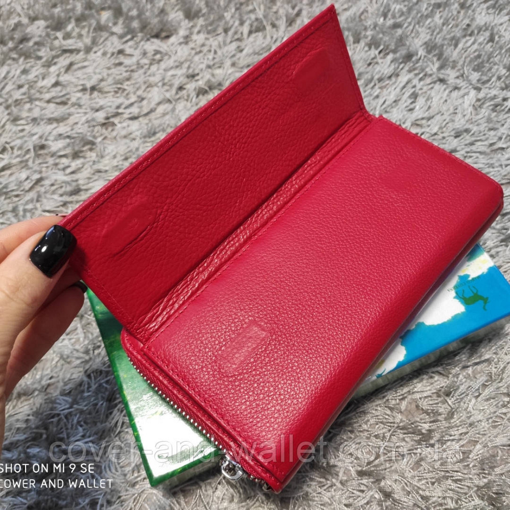 Великий жіночий гаманець клатч на змійці та магнітах червоного кольору Marco Coverna MC 6054 Київ - фото 3