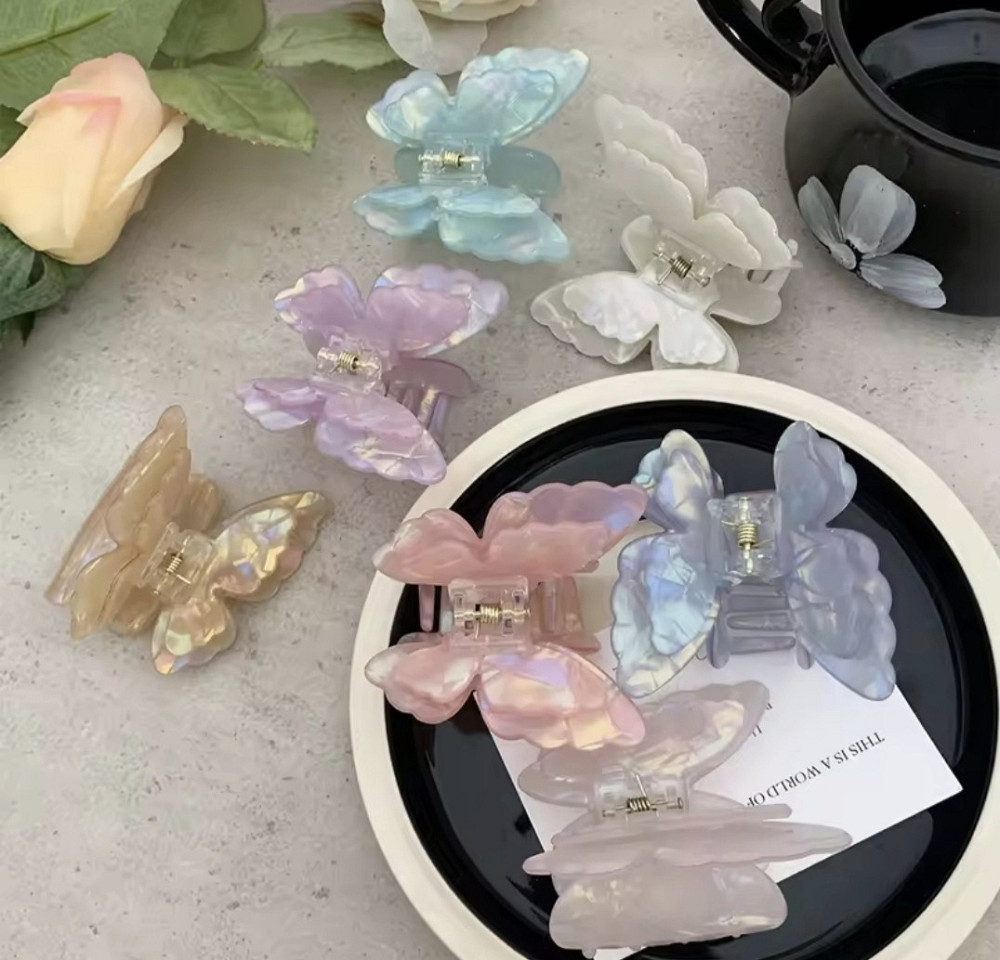 Заколка-крабік метелик з подвійними крильцями Пурпуровий Смела - изображение 4