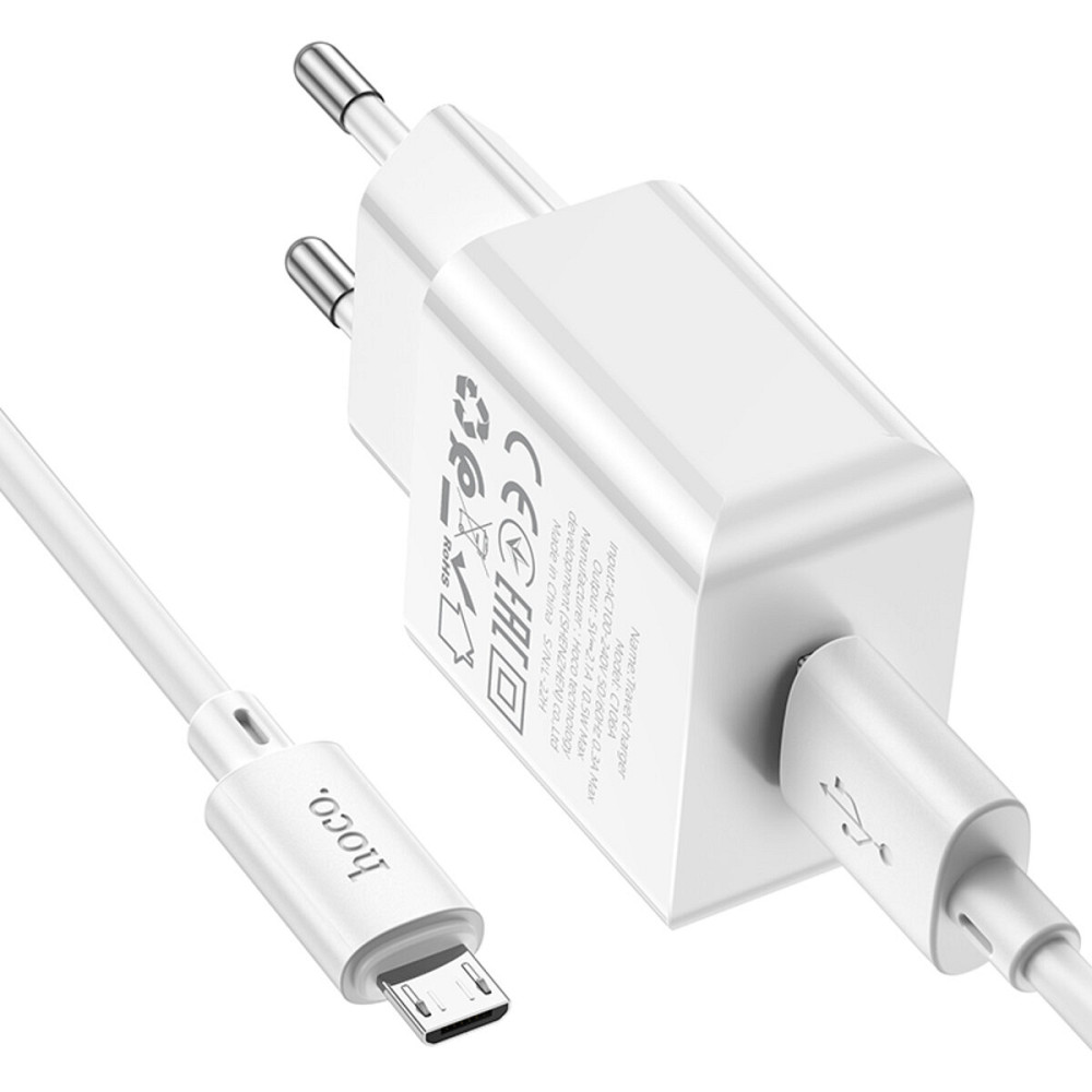 Мережевий зарядний пристрій HOCO C106A Leisure single port charger set(Micro) White Київ - фото 5