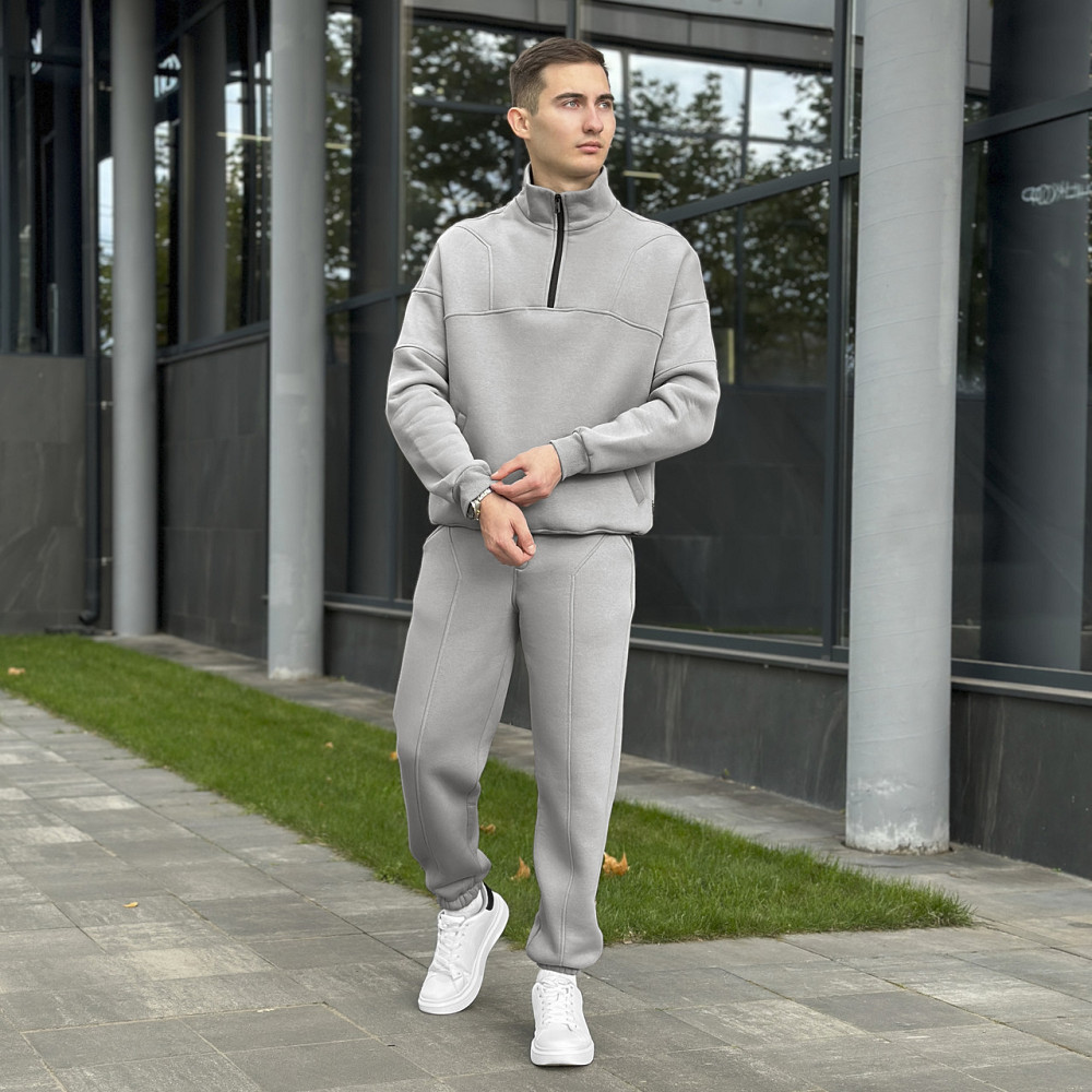 Спортивний костюм оверсайз чоловічий Pobedov Grand теплий зимовий кофта та штани на манжетах сталевий L Одеса - фото 2