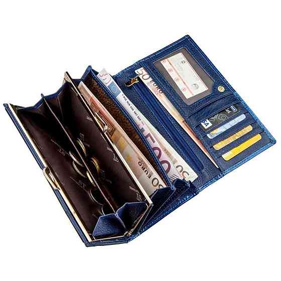 Женский лаковый кошелек Синий (ST Leather) Киев