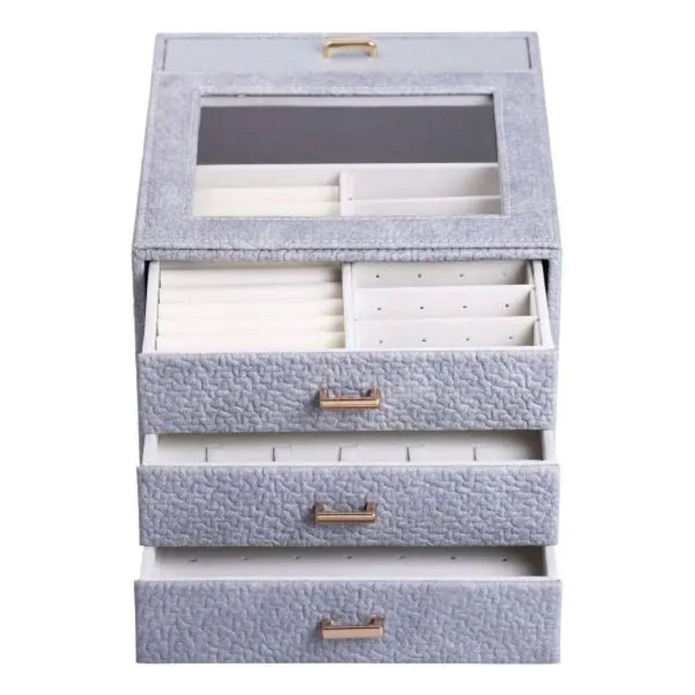 Скринька для прикрас з еко шкіри 3 яруси органайзер для ювелірних виробів HP-5-16G Київ - фото 2