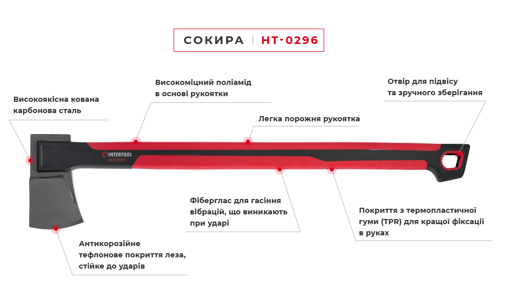Топор INTERTOOL HT-0296 STORM 1670г Коломыя - изображение 9