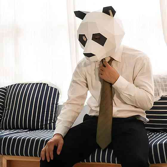 Маска панды RESTEQ из картона — 3D-маска для взрослых, бумажная панда для ручной сборки своими руками Киев