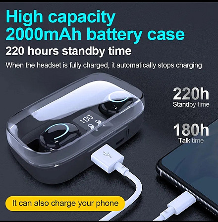 Навушники бездротові TWS X10 Sport Bluetooth 5.2 + Powerbank Київ - фото 7